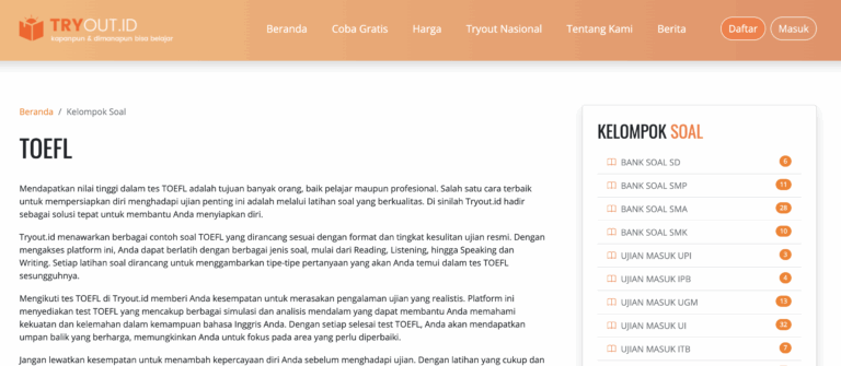 Naikkan Skor Test TOEFL-mu Bersama TRYOUT.ID: Belajar Online, Hasil Maksimal!